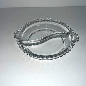 Mid-Century Modern Candlewick Divided Relish Serving Candy Trinket Dish Vintage